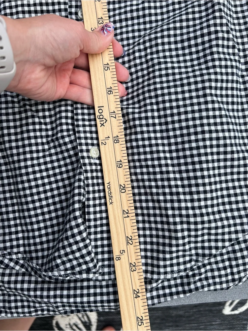 Ralph Lauren Black & White Gingham Button-Down Shirt with Red Polo Logo